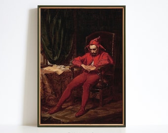 Trieste nar print, antieke humeurige poster, donkere Academia afdrukbare, gotische muur decor, Fine Art Print, Jan Matejko Stańczyk schilderij, digitaal