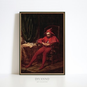 Sad Jester Print, Antik Moody Poster, Dark Academia Printable, Gothic Wanddekor, Fine Art Print, Jan Matejko Stańczyk Malerei, Digital