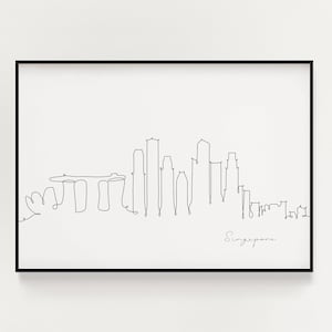 Singapore Skyline Print, Line Art, Singapore Poster, Minimalistische Wall Art, City Skyscraper Poster, Fine Art, Nordic Home Decor, Landmark