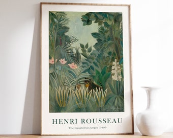 Henri Rousseau Djungelposter, Botaniskt Tryck, Blommig Väggkonst, Fransk Heminredning, Ekvatorialdjungeln, Tropisk Dekor, Exotisk Konstgåva