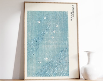 Vintage Blue Lake Print, Taguchi Tomoki, Japanese Art Poster