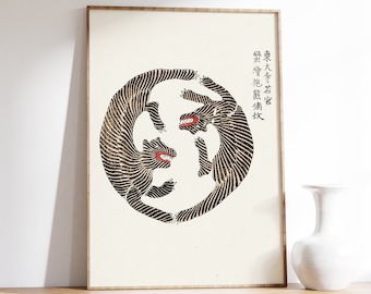 Vintage  Japanese Art, Tigers Print, Taguchi Tomoki Poster, Traditional Minimalist Art, Ukiyo E Art, Edo Period Woodblock, Japan Wall Decor