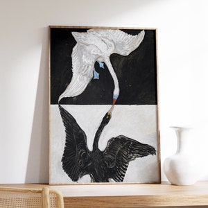 Cartel de Hilma af Klint, The Swan Print, Arte de pared moderno, Pintura abstracta, Exposición imprimible, Arte animal, Decoración minimalista para el hogar, Digital
