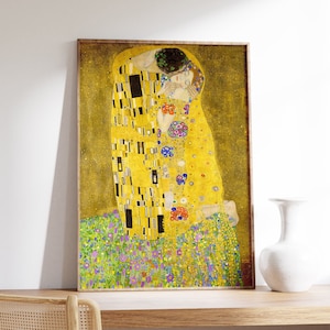 Gustav Klimt The Kiss Print, Museum Poster, Famous Art Painting, Klimt Reproduction,Modern Art, Klimt The Kiss, Wall Art Decor, Digital Art