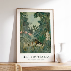 Henri Rousseau Jungle Poster, Botanical Print, Floral Wall Art, French Home Decor, The Equatorial Jungle, Tropical Decor, Exotic Art Gift