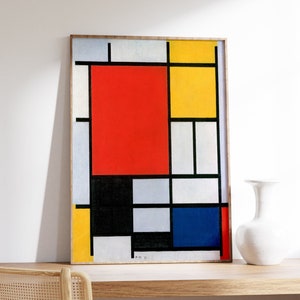 Stampa artistica di pittura astratta Mondrian, poster geometrico Bauhaus, arte murale contemporanea, arredamento moderno di metà secolo, cubismo minimalista