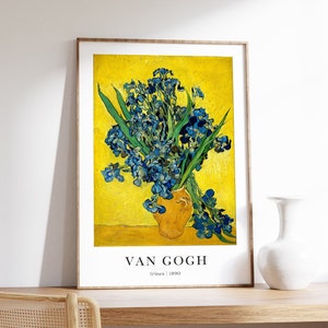 Arte de pared de Van Gogh, impresión de bellas artes de jarrón de lirios, pintura de bodegones, lienzo de flores, cartel de exposición, decoración de pared francesa, imprimible digital