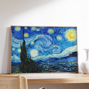 Impression d'art nuit étoilée, art mural Van Gogh, affiche d'étoiles du ciel nocturne, toile grand format imprimable, cadeau de décoration murale Français paysage bleu