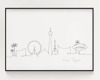 Las Vegas Skyline Print, Line Art, Las Vegas Poster, Minimalist Wall Art, City Poster, Fine Art Print, Nordic Home Decor, Landmark