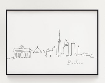 Berlin Skyline Print, Line Art Print, Minimalist Wall Art, City Skyscraper Poster, Fine Art Print, Nordic Home Decor, Sketch Print, Landmark