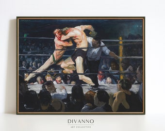 Vintage Boxing Art Print, Stag at Sharkey's, Man Cave Decor