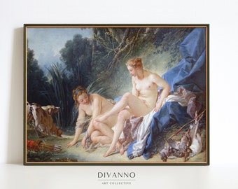 Diana Leaving Her Bath Print, Rococo Nymphs Canvas, French Art