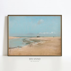 Impresión de paisaje marino de Edgar Degas, cartel de playa de marea baja, arte vintage de la pared de la costa, decoración de la pared de colores del paisaje marino, pintura costera, lienzo de verano