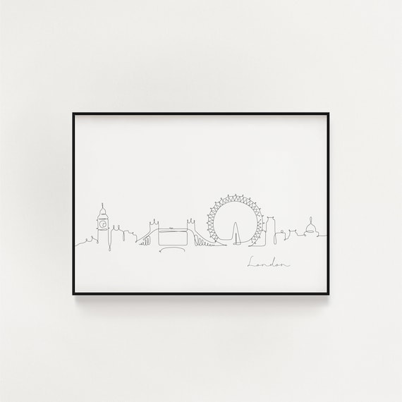 London Skyline Print, Line Art Print, Minimalist Wall Art, City Skyscraper Poster, Fine Art Print, Nordic Home Decor, Sketch Print, Landmark