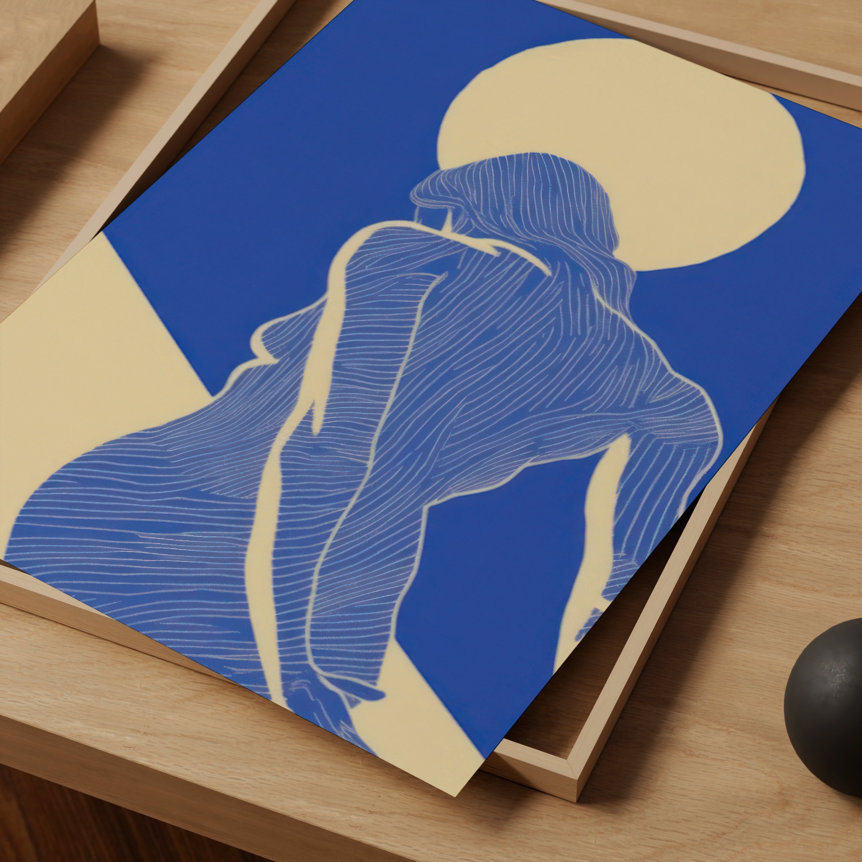 Blue Woman Art Print, Abstract Wall Art, Apartment Canvas, Modern Home ...
