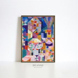 Paul Klee Abstrakter Fine Art Print, Burggarten, Kubistische Malerei, Bauhaus Poster, Moderne Wandkunst, Geometrisch Leinwand, Office Home Decor