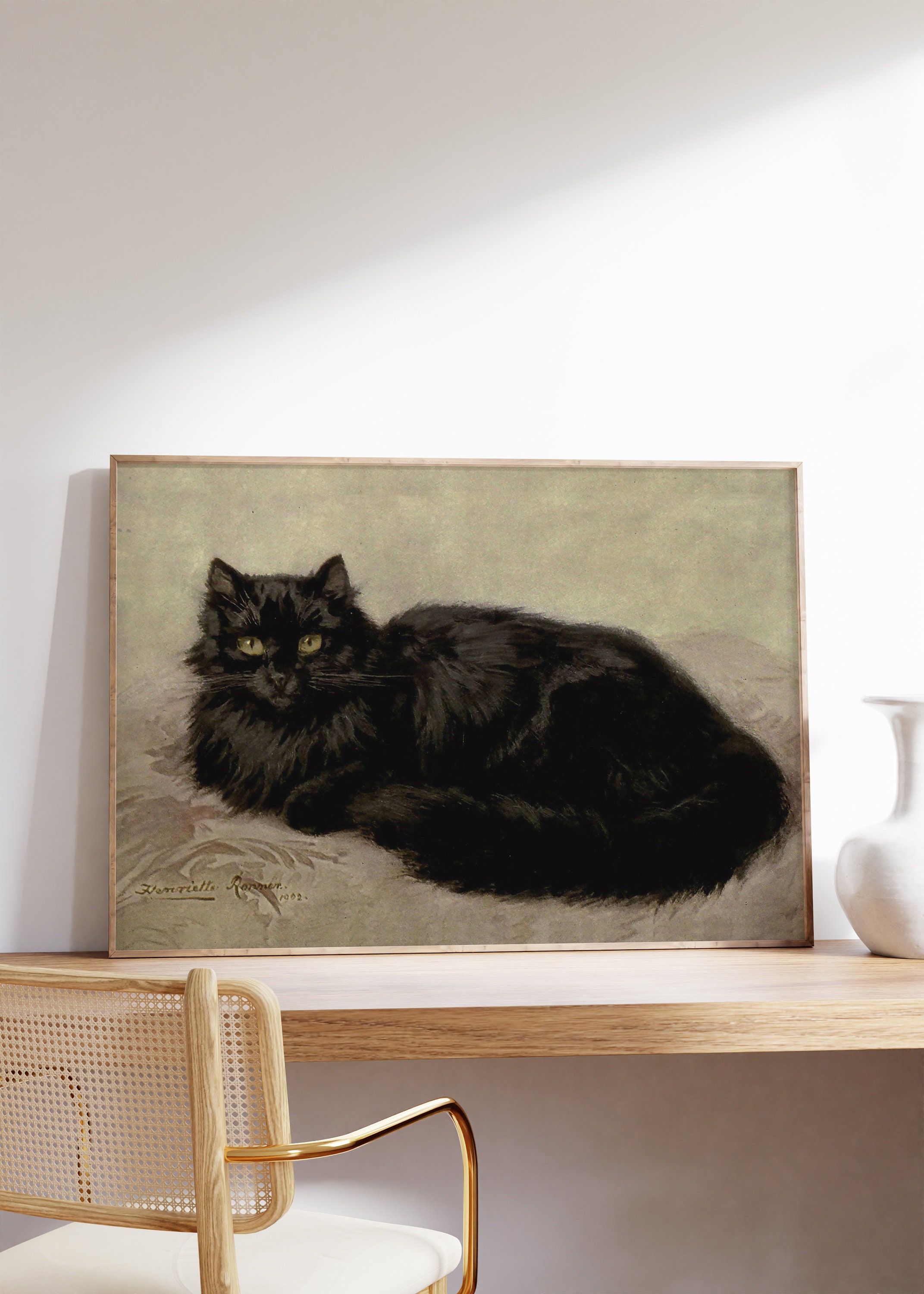 Stampe Da Parete LANCHI95 Con Gatto Nero, 9 Poster 20x25 Cm, Arte Vintage Senza Cornice
