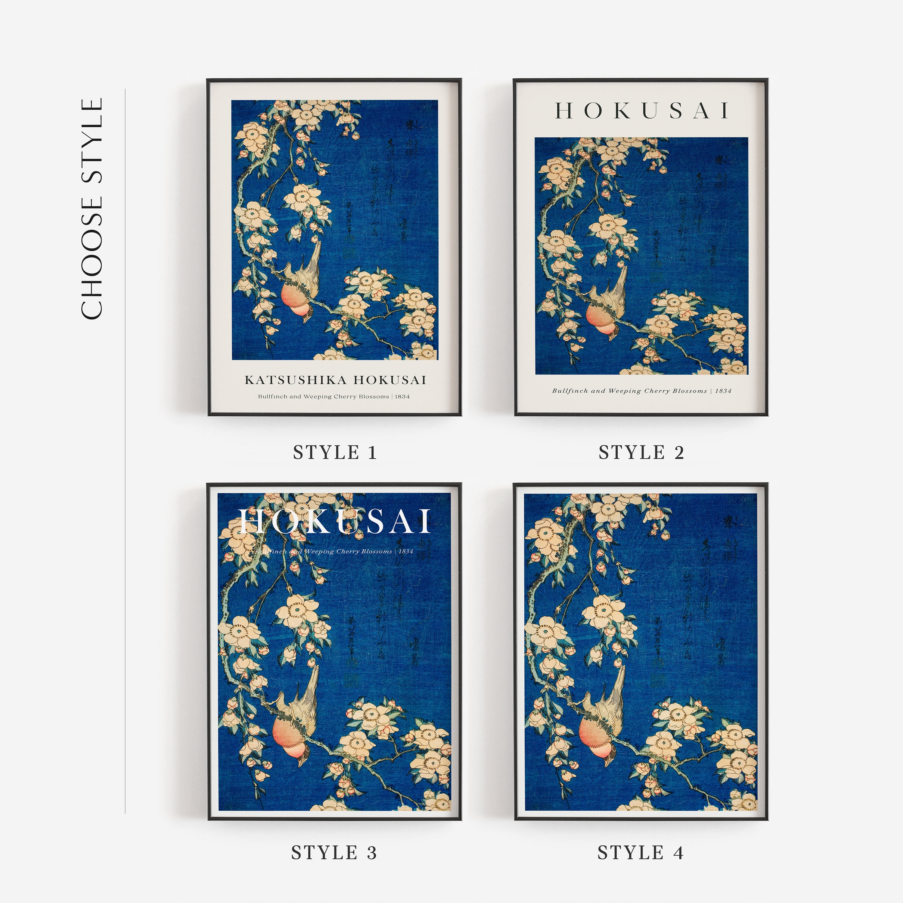 Cherry casino house deck Blue 新品未開封 Japanese Cherry Blossoms Print, Hokusai Blue Flower Poster