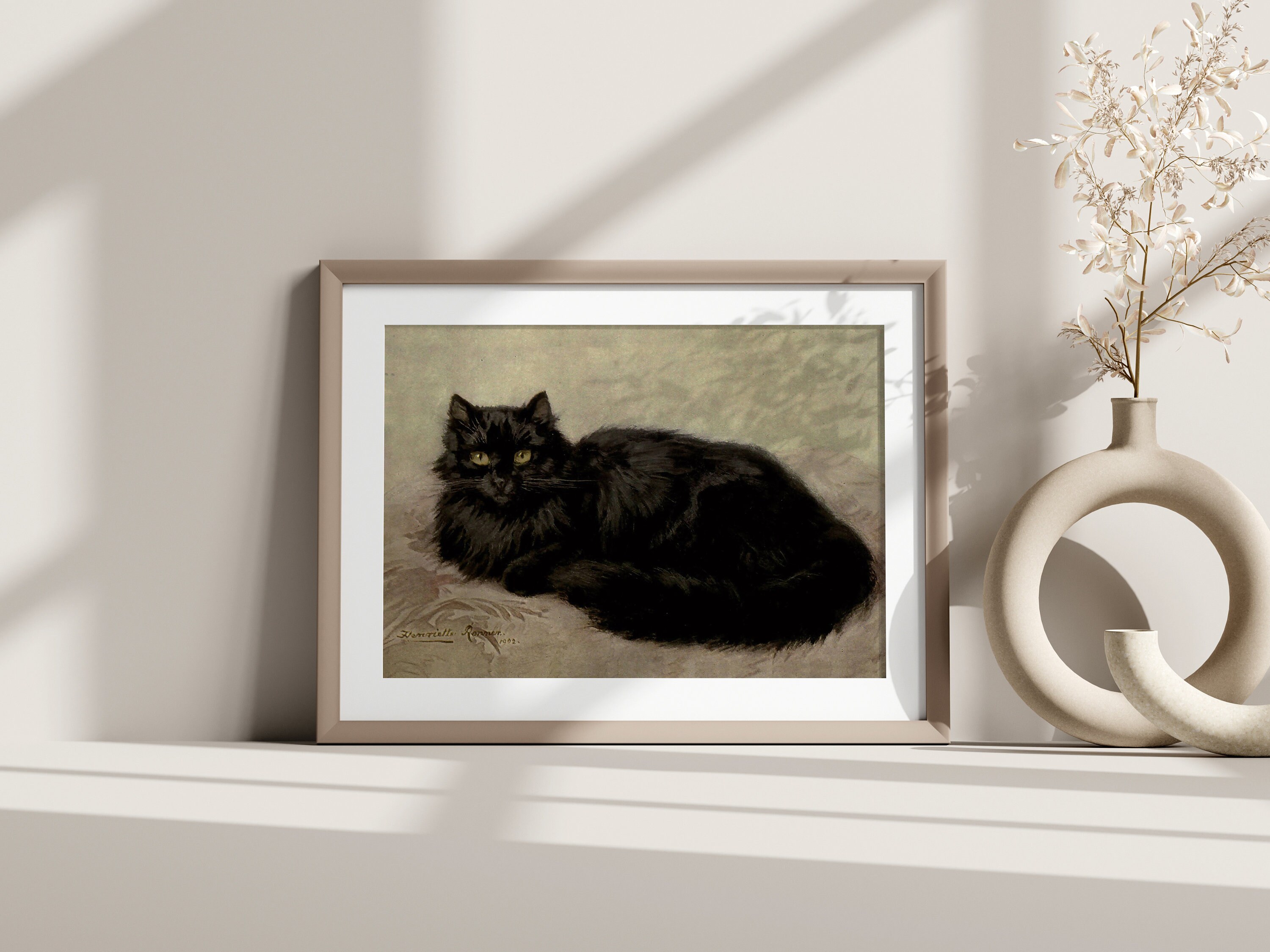 Stampe Da Parete LANCHI95 Con Gatto Nero, 9 Poster 20x25 Cm, Arte Vintage Senza Cornice