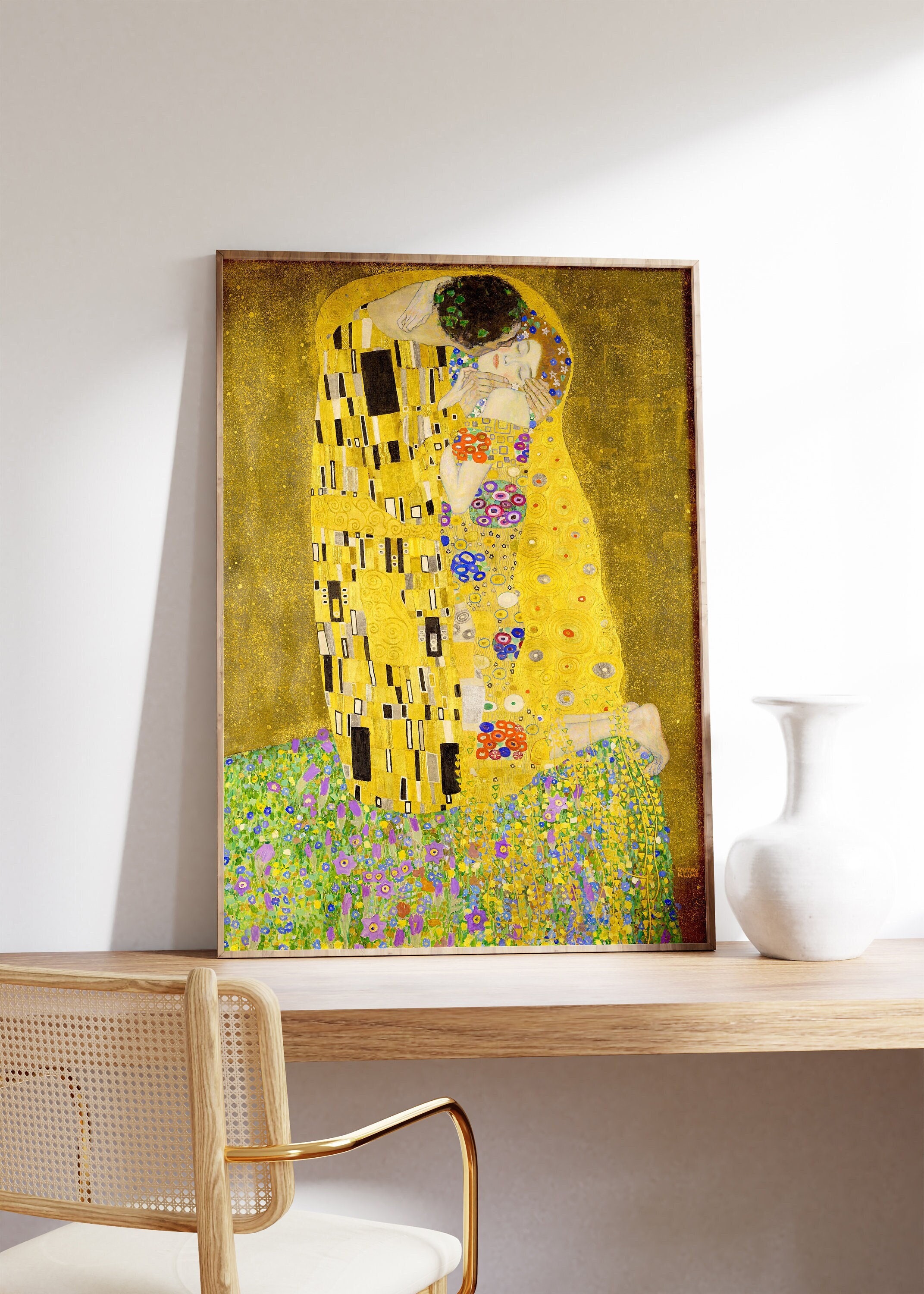 グスタフ・クリムト「接吻」プリント、美術館ポスター、有名なアート