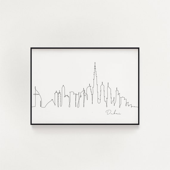 Dubai Skyline Print, Line Art, Dubai Poster, Minimalist Wall Art, City Skyscraper Poster, Fine Art Print, Nordic Home Decor, Landmark