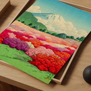 Cartel de jardín japonés, arte de pared de viajes de Japón, impresión Giclée de flores de primavera, lienzo de azalea vintage, decoración casera moderna, arte de regalo digital de la naturaleza imagen 2