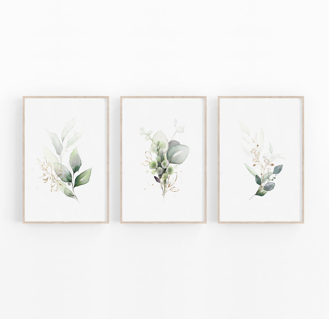 Botanical Wall Art Prints, Green Leaves Set of 3 - Etsy UK