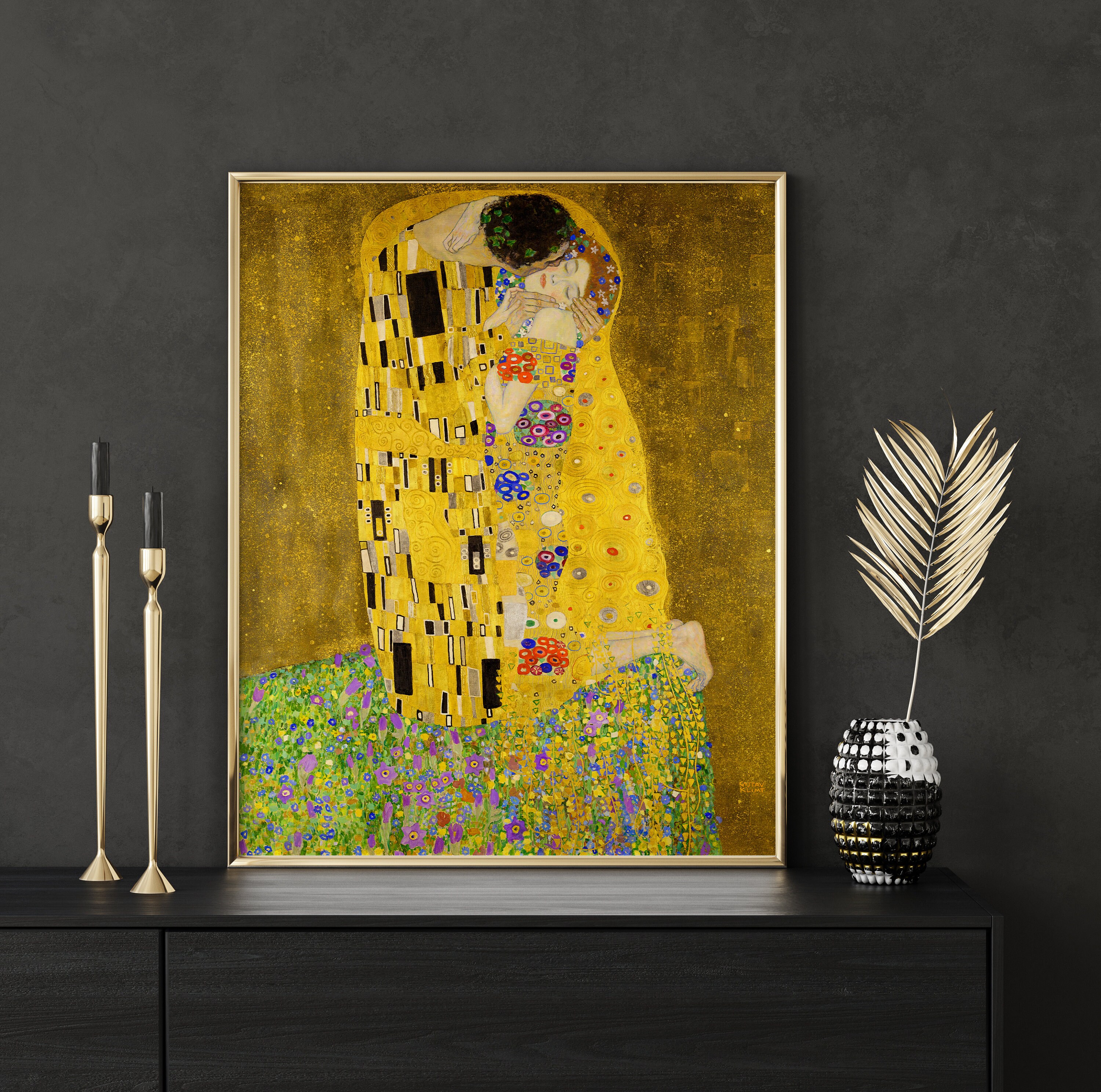 グスタフ・クリムト「接吻」プリント、美術館ポスター、有名なアート