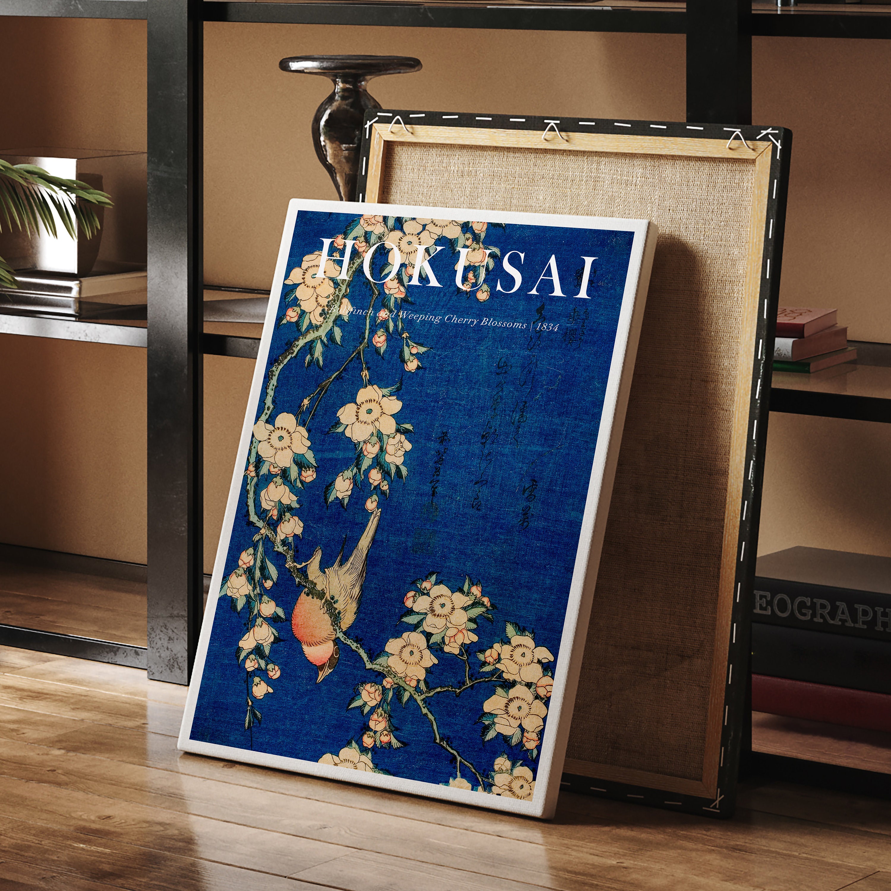Japanese Cherry Blossoms Print, Hokusai Blue Flower Poster