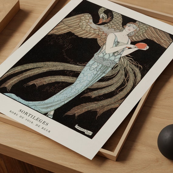 Vintage Woman and Phoenix Poster,glamorous Fashion Wall