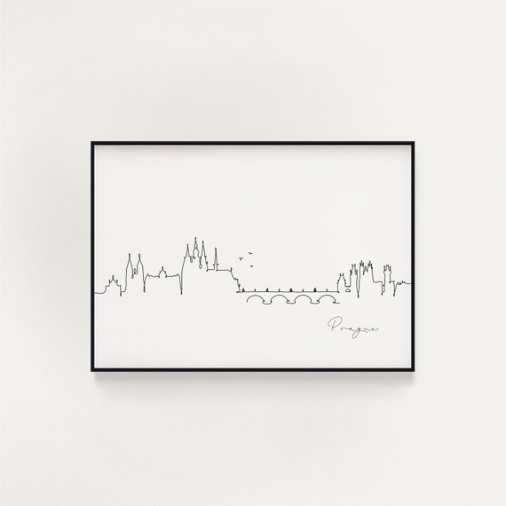 Prague Skyline Print, Line Art, Prague Poster, Minimalist Wall Art, City Skyscraper Poster, Fine Art Print, Nordic Home Decor, Landmark