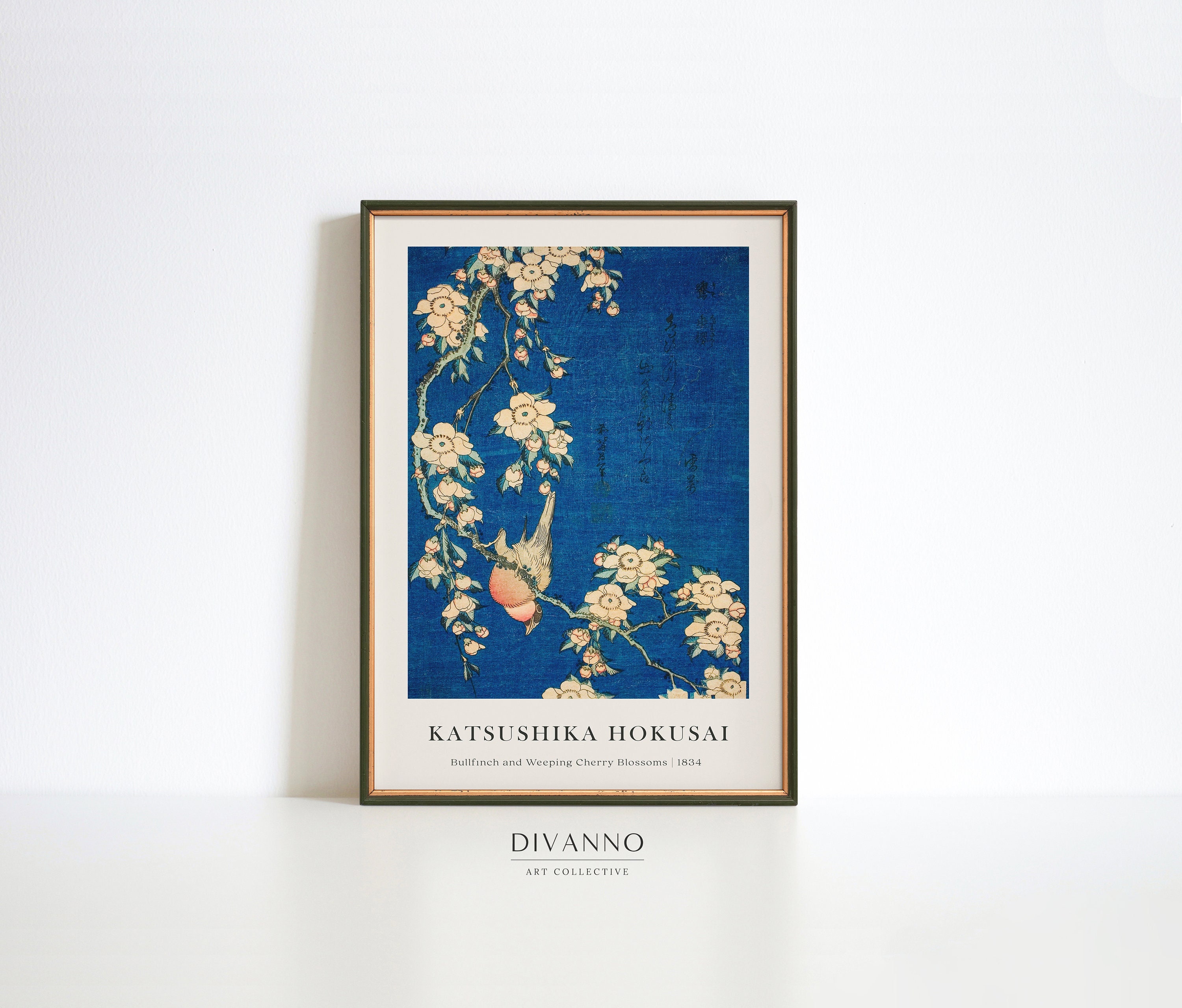 Japanese Cherry Blossoms Print, Hokusai Blue Flower Poster Japanese Cherry Blossoms Print, Hokusai Blue Flower Poster