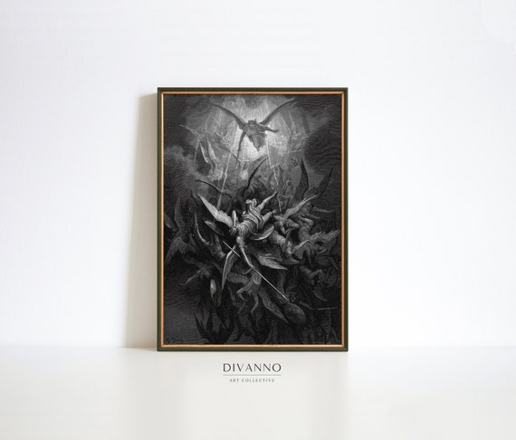 Gustave Doré Paradise Lost Print, Exhibition Victorian Poster, Rebel Angels Gothic Poster, Halloween Gift, Dark Academia Wall Art, Digital