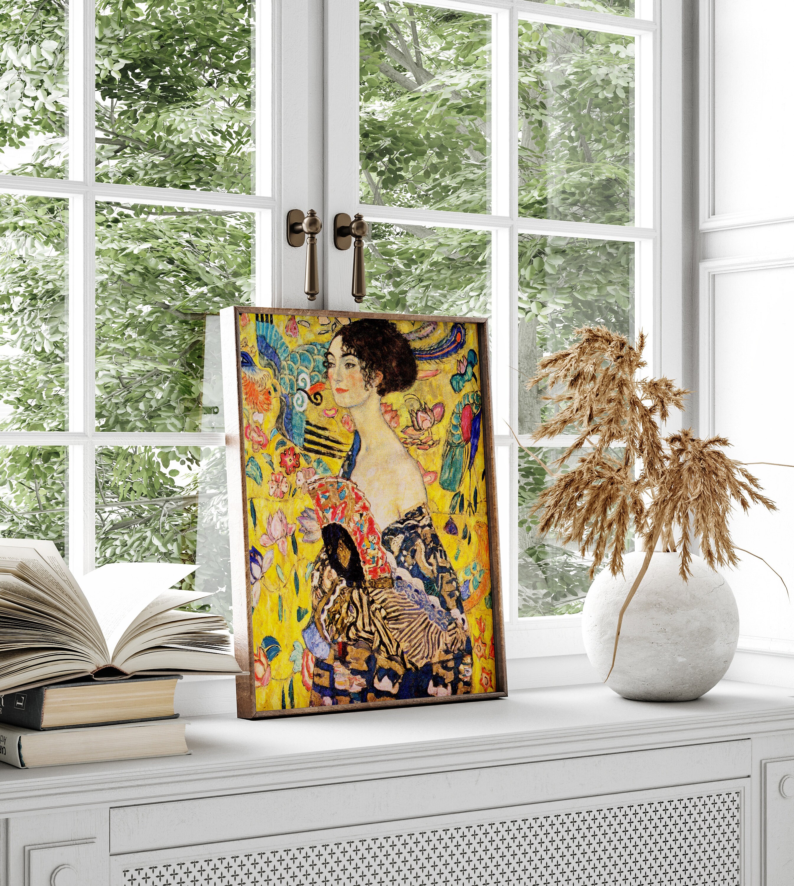 Gustav Klimt Woman Print, Lady With a Fan Wall Decor, Museum Poster ...