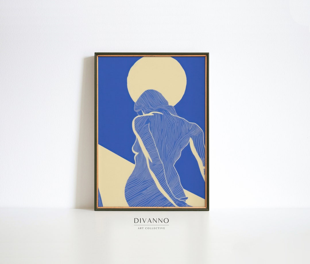 Blue Woman Art Print, Abstract Wall Art, Apartment Canvas, Modern Home ...