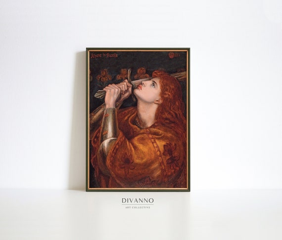 Joan of Arc Painting Art Print, Victorian Wall Decor, Antique Woman Portrait Painting Wall Art, Romantic Poster, Fine Art, Warm Tonal Canvas