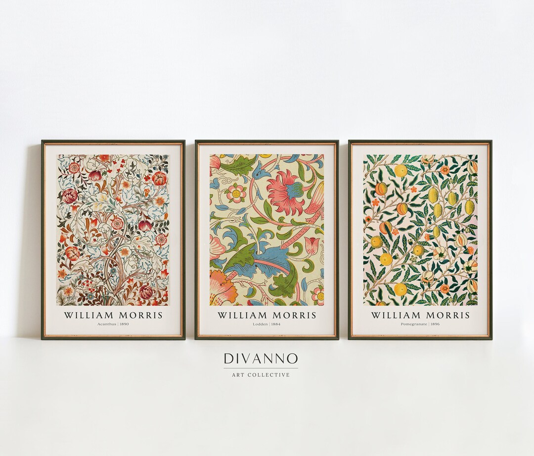 William Morris Prints Set of 3, Art Nouveau Floral Gallery Wall Art - Etsy