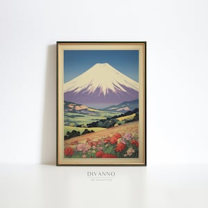 Impresión de jardín japonés, cartel de paisaje, arte de la pared de la naturaleza, decoración colorida de la pared, decoración floral del hogar, lienzo de viaje de Japón, imprimible, digital