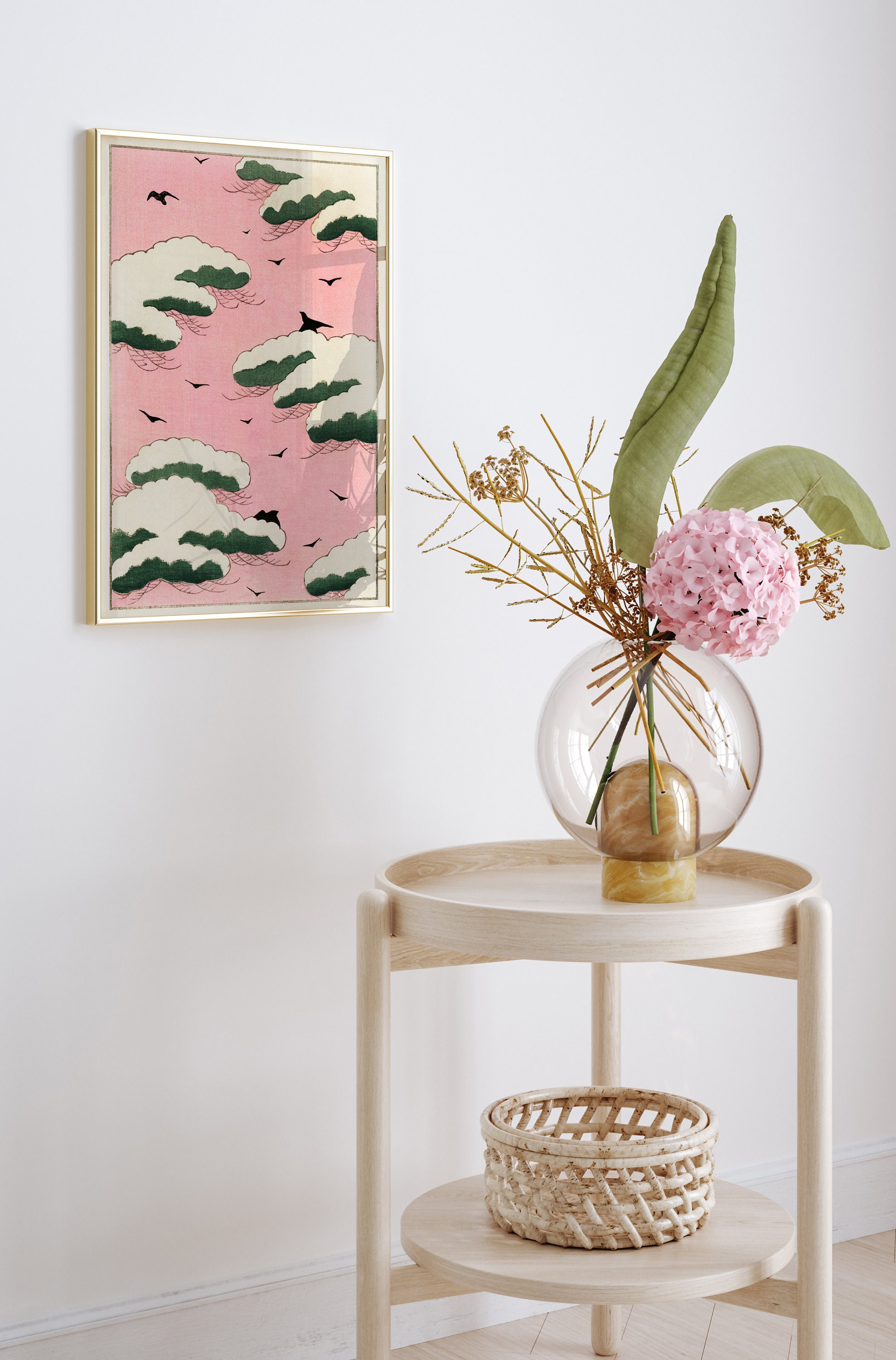 Vintage Pink Sky Japan Art, Clouds by Bijutsu Sekai Poster