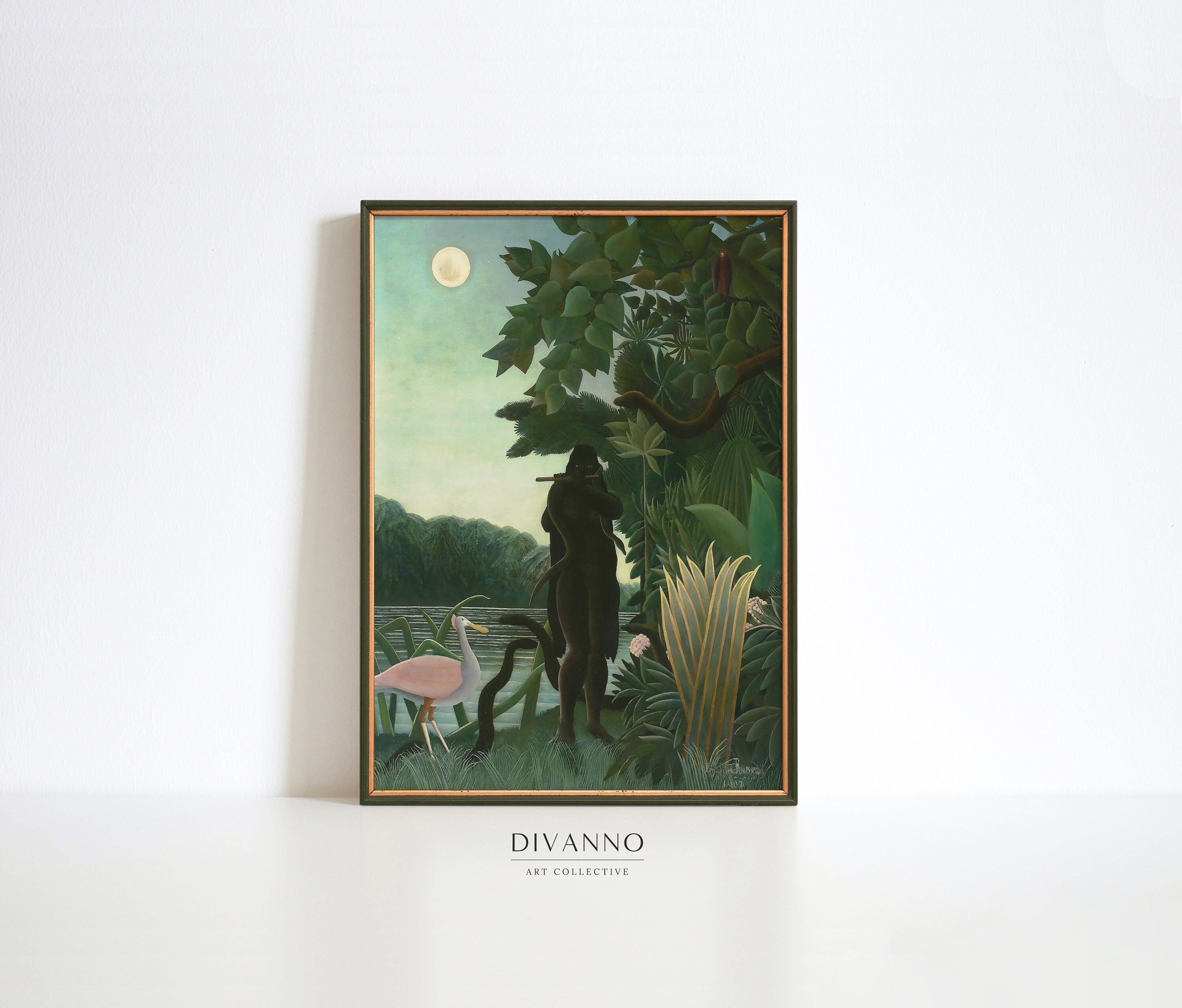 Rare Vintage 1950s Rousseau “Snake Charmer” Swiss Art Print Rare Vintage 1950s Rousseau “Snake Charmer” Swiss Art Print