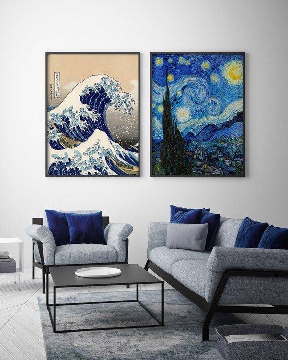 Set of 2 Prints, Eclectic Gallery Wall Art, Van Gogh Painting