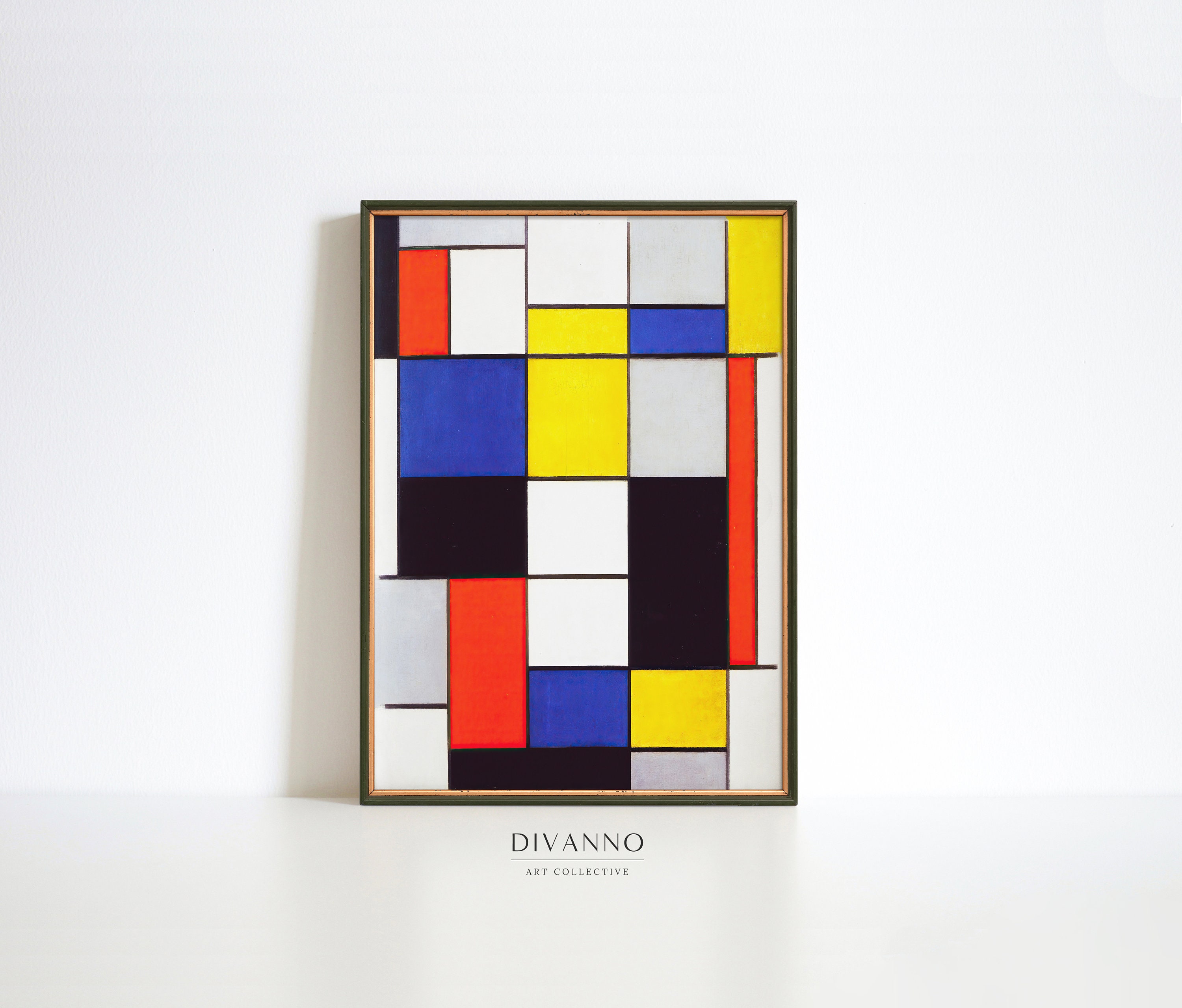 Abstract Cubist Composition Print, Geometric Lines Wall Art