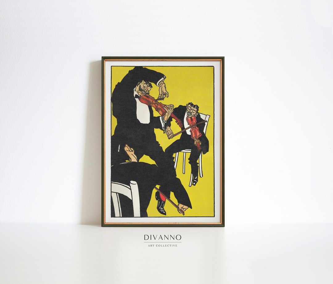 Musician Art Print Mid Century Art Parisian Wall Art Violin Etsy