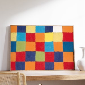 Paul Klee Abstract Color Chart Art Print, Arte geométrico contemporáneo de la pared, Decoración moderna del hogar de mediados de siglo, Cartel de la galería Bauhaus, Imprimible