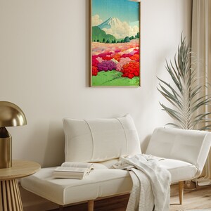 Cartel de jardín japonés, arte de pared de viajes de Japón, impresión Giclée de flores de primavera, lienzo de azalea vintage, decoración casera moderna, arte de regalo digital de la naturaleza imagen 5