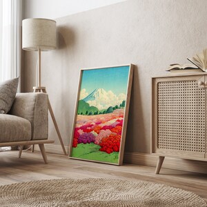 Cartel de jardín japonés, arte de pared de viajes de Japón, impresión Giclée de flores de primavera, lienzo de azalea vintage, decoración casera moderna, arte de regalo digital de la naturaleza imagen 6