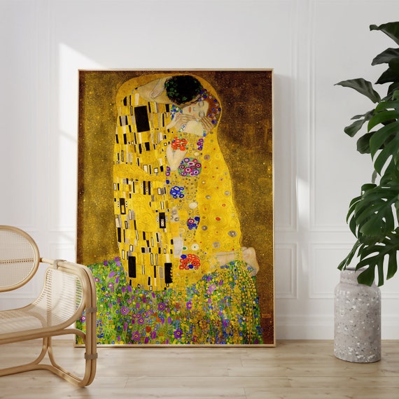 Gustav Klimt the Kiss Print, Museum Poster, Famous Art Painting