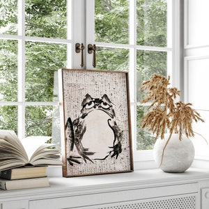 Grumpy Frog Poster, Japanese Print Moody Frog, Vintage Wall Decor, Japan Wall Art, Modern Art, Asian Animal Print, Wabi Sabi, Digital Art image 3
