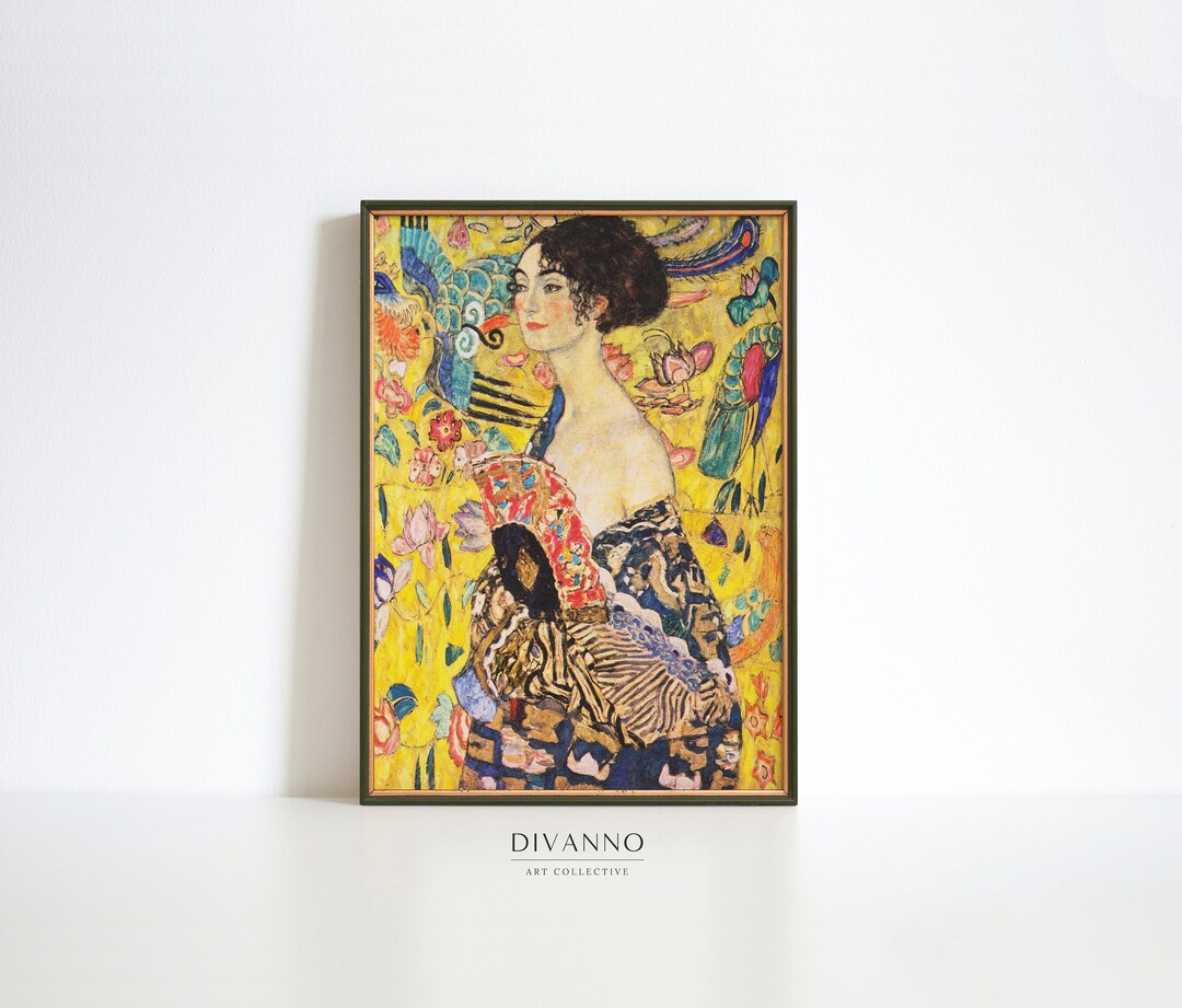 Gustav Klimt Woman Print, Lady With a Fan Wall Decor, Museum Poster ...