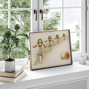 Vintage Bicycle Frogs Art Print, Funny Toad Illustration (Digital) image 2